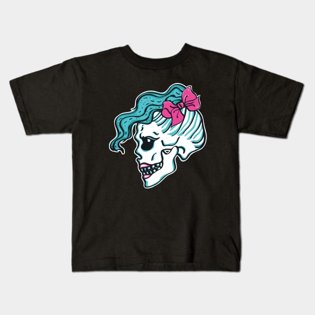 Girl Skull Kids T-Shirt by Marina BH